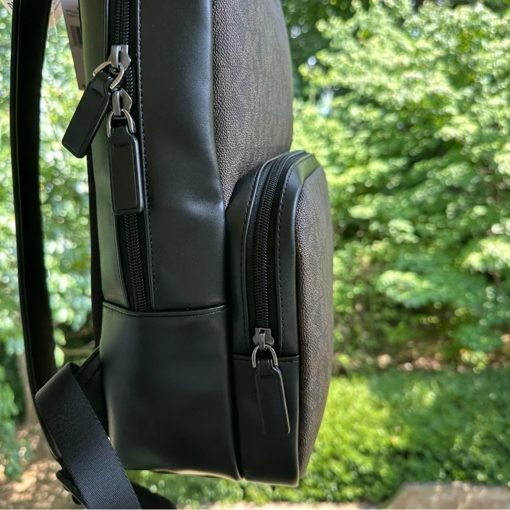Michael Kors MK Brown Logo Backpack Large Travel Laptop Bag NWT Unisex